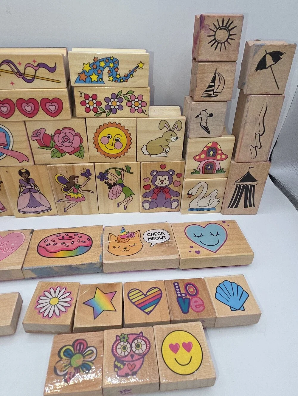Rubber Stamp Lot Hearts Flowers Princess Animals Melissa and Doug